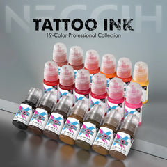 NECCIH Professional Tattoo Ink – 1/2 oz, 19 Colors